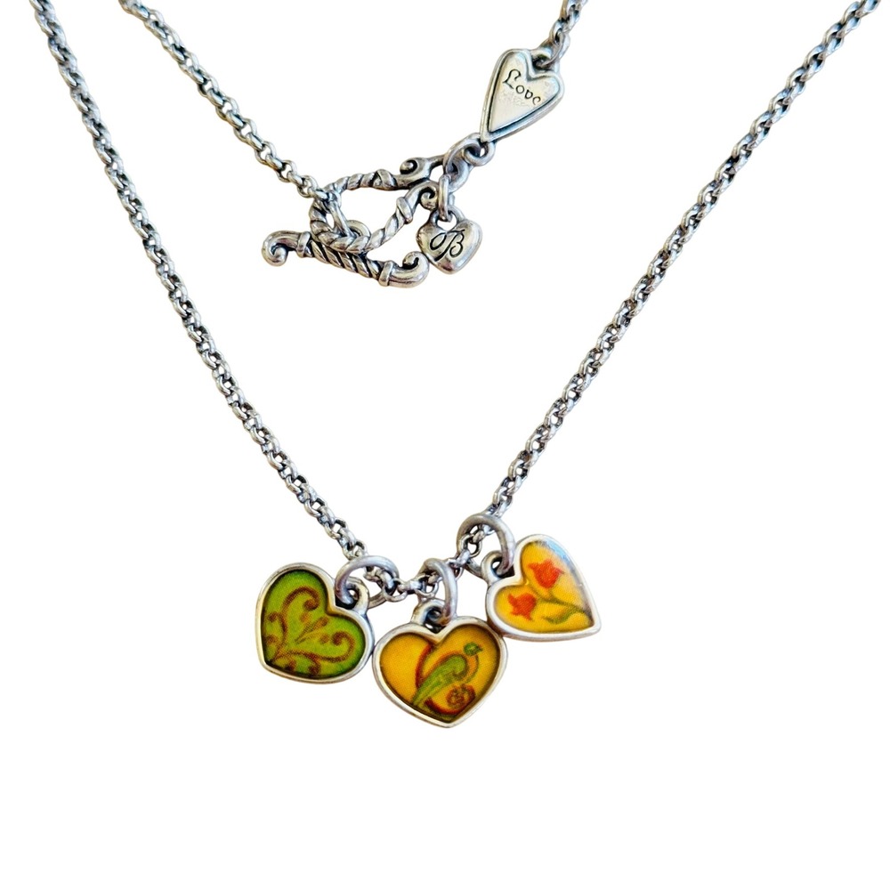 Brighton Piccadilly Hearts Necklace Inspirational Authentic Silver Plated 18"